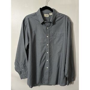 LL Bean Mens Button Down Shirt Pocket‎ Long Sleeve Sz Lg Blue Plaid Casual Dress